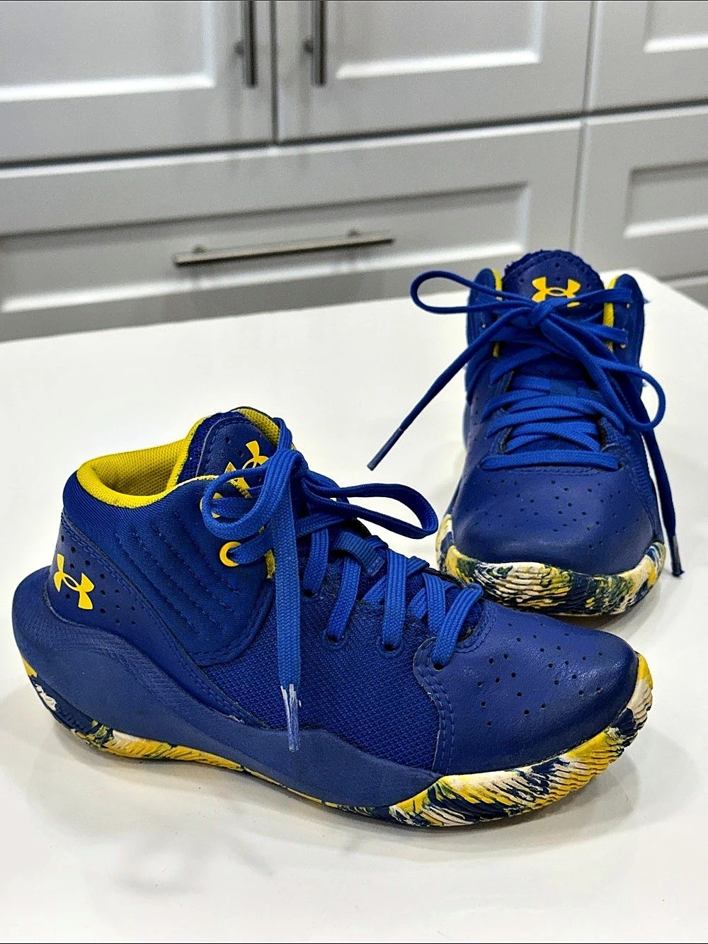 π Under Armour Jet β21 PS Basketball Shoes β Kids 12K Blue/Yellow